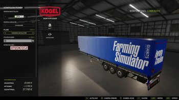 KÖGEL 16.5m Flatbed Tarpaulin Trailer для Farming Simulator 2025